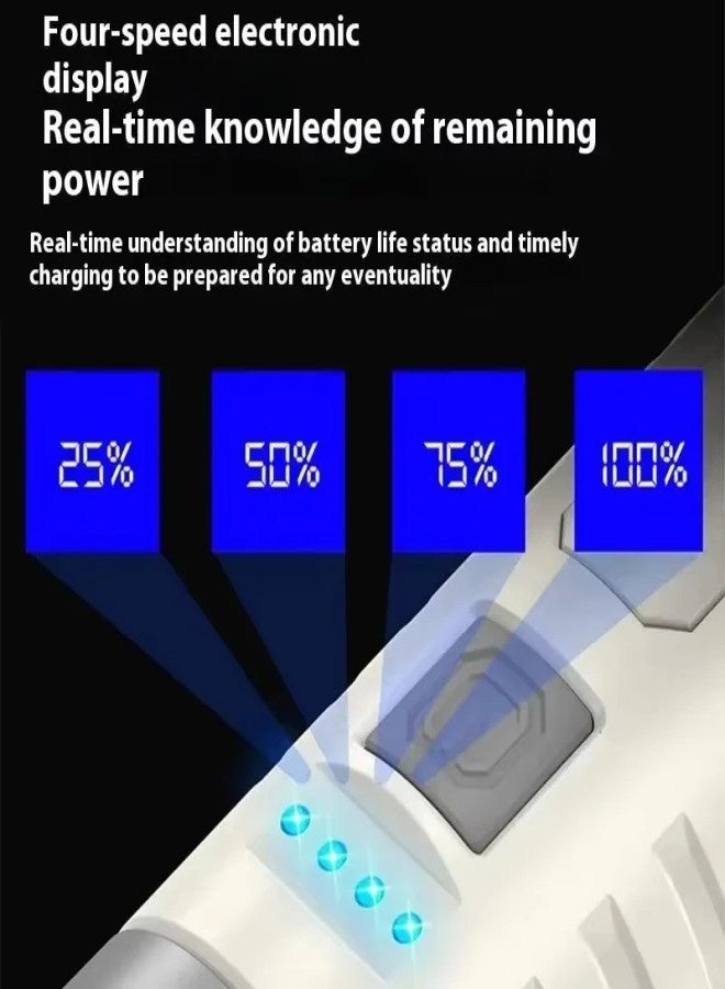 تيفونر كشاف يدوي بمؤشر نسبة البطارية. كشاف قوي الضوء قابل للتعديل. كشاف صغير سهل الحمل وقابل لتعليق. كشاف 360 بأضائتين جانبية وامامية قابلة لتعديل. مصباح يدوي ببطارية وبمنفذ شحن تايب سي. - Image 4